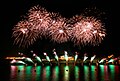 Beautiful fireworks explode, Final Grande, during Fireworks Festival at the Grand Habour Malta