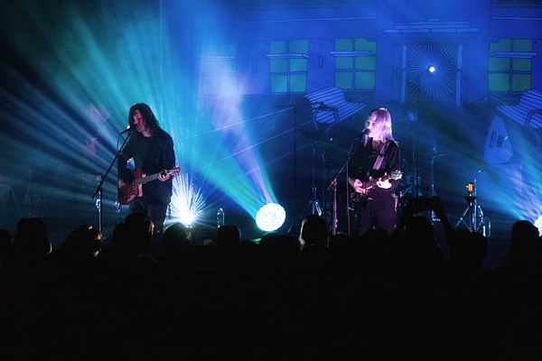 Oberst and Bridgers performing as Better Oblivion Community Center in 2019