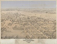 Bird's-eye view of Woodland c. 1871