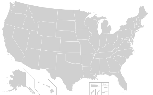 Blank USA, w territories