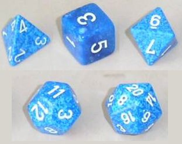 A set of polyhedral dice.