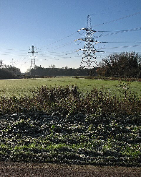 File:Burwell, roadside view with pylons - geograph.org.uk - 4272863.jpg