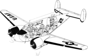 A general arrangement diagram of the Beechcraft C-45H Expeditor without labels.
