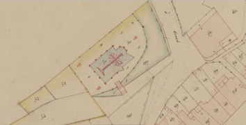 Plan cadastral de l'église en 1851 avant son agrandissement en 1862