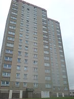 Castleview House, one of four tower blocks in the area Castleview House, Moredun, Edinburgh.jpg