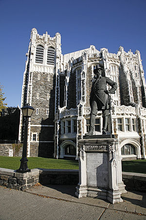 Thirteen Nobel laureates have been affiliated with the City University of New York (CUNY). The building pictured is Shepard Hall of the City College of New York, a senior college of CUNY. Ccny 0984.jpg