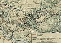 Rutas caravaneras en el Asia Central durante la Edad Media.