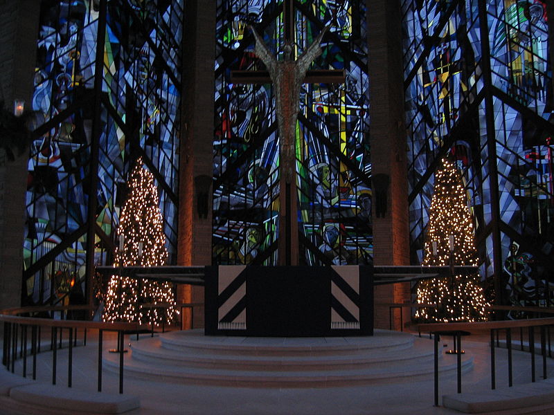 File:Chapel of the Resurrection - Altar with Christmas Trees.JPG