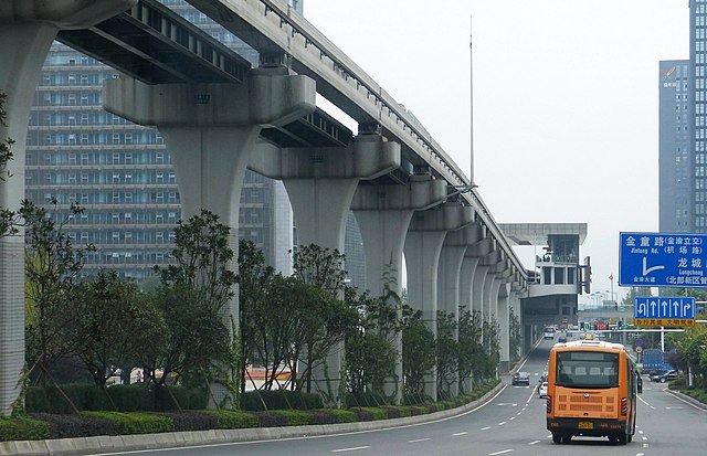 Monorail on concrete columns in Chongqing, China