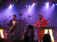 Chromeo at the Bonnaroo Music Festival in 2008 Chromeo performing at Bonnaroo Music and Arts Festival 2, by divertingbailey.jpg