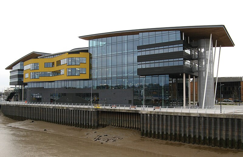 File:City Campus, Newport, from footbridge.jpg