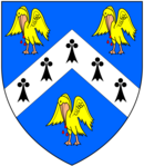 Arms of Culme: Azure, a chevron ermine between 3 pelicans vulning their breasts or CulmeArms.PNG