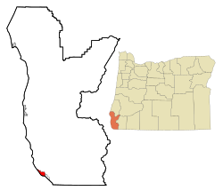 Elhelyezkedése Curry megyében és Oregonban