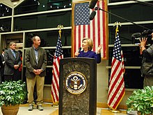 Secretary Hillary Clinton presents the Department of State Award for Heroism to Matthew T. Sherman, November 18, 2009 DOS0909.jpg