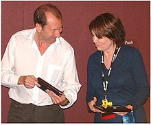 Fran Van Cleave and David Lloyd at the Prometheus Award ceremony at Worldcon in 2006