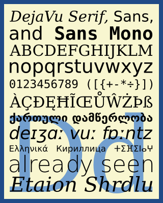 <span class="mw-page-title-main">DejaVu fonts</span> Open-source Unicode fonts