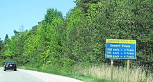 Speeding penalties on a rural Ontario highway Demerit point warning on King's Highway 12 in Ontario, Canada.jpg