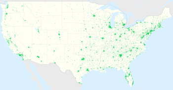 Dollar Tree stores in the U.S., as of December 2020 Dollar Tree footprint map 2020-12.png