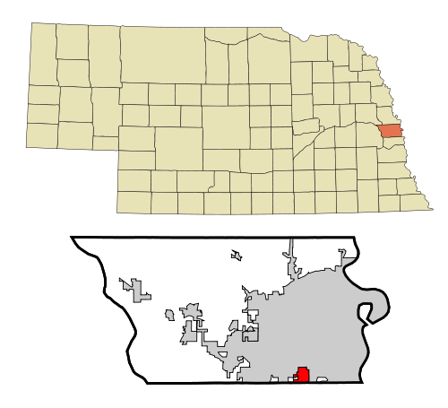 Location of Ralston within Nebraska and Douglas County