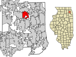 Location of Glendale Heights in DuPage County, Illinois.