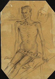 رسمة لشخص مصاب بالزحار في مستشفى بورمي ، 1943