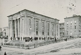 Students and faculty in front of the Egyptian Building in the late 19th century. Egyptian Building (4269764392).jpg
