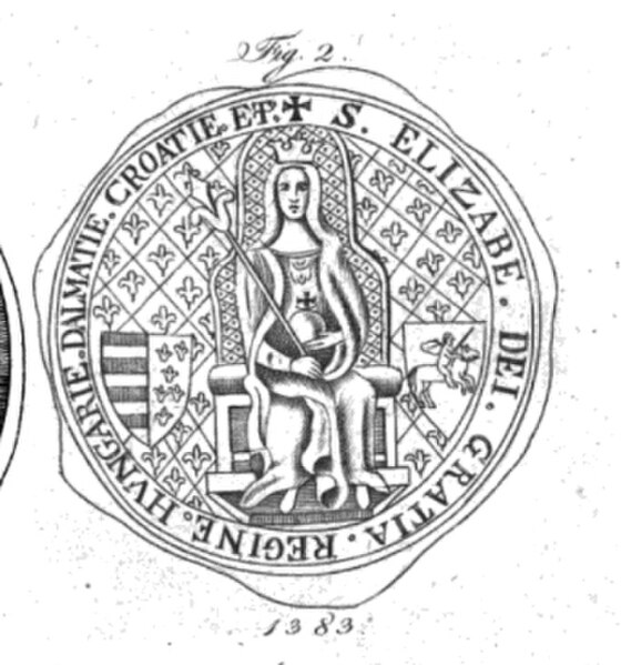 Seal of Elizabeth, naming her "by the grace of God queen of Hungary, Dalmatia, and Croatia"