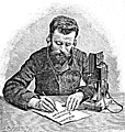 Эрнест Меркадье в своих наушниках 1891 год