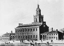 Exterior view of Independence Hall (circa 1770s).jpg
