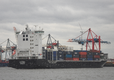 Feeder vessel Barmbek of the Team Lines shipping Company in the Port of Hamburg on 28 October 2013