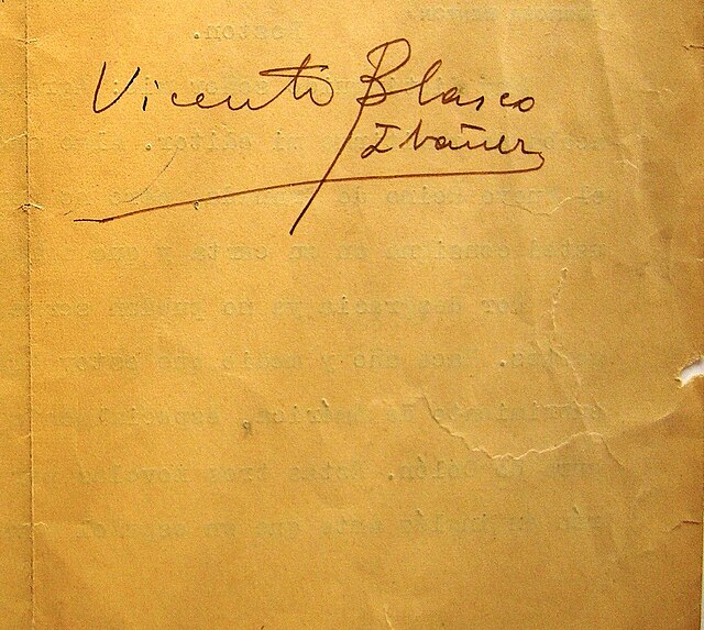 Signature de Vicente Blasco Ibáñez