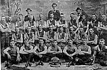 The team that won Footscray's first premiership in 1898 Footscray team 1898.jpg