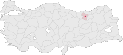 Gümüşhane tartomány elhelyezkedése Törökország térképén