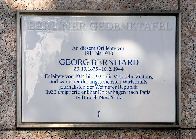 File:Gedenktafel Kleiststr 21 (Schö) Georg Bernhard.JPG