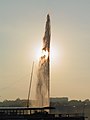 Quai Gustave-Ador, Genève. Le soleil à travers le jet d'eau.