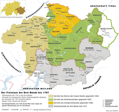 Gotteshausbunds gränser markeras med grönt.