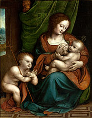 The Virgin Nursing the Child with Saint John the Baptist in Adoration attributed to Giampietrino
