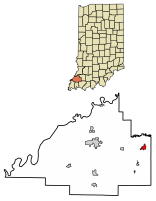 Localização da cidade de Oakland em Gibson County, Indiana.