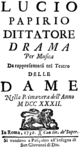 Giovanni Porta - Lucio Papirio dittatore - frontespizio del libretto - Roma 1732.png