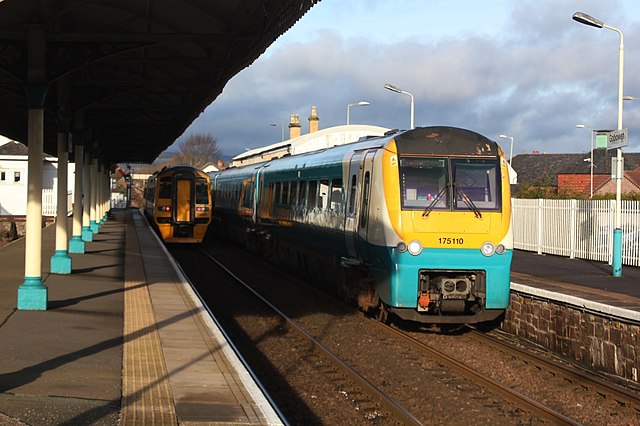 Transport for Wales Class 175 with a train for Cardiff passing a Class 158 from Birmingham