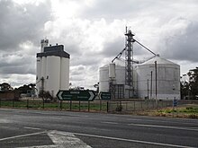 Grain silos by the railway at Keith