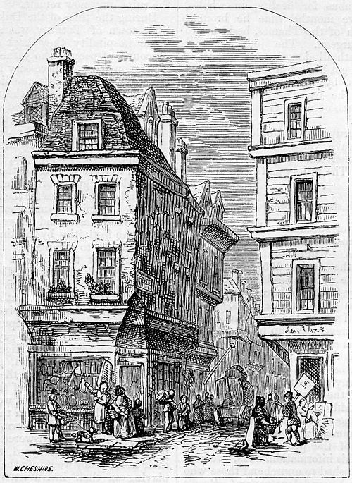 19th-century Grub Street (latterly Milton Street), as pictured in Chambers Book of Days