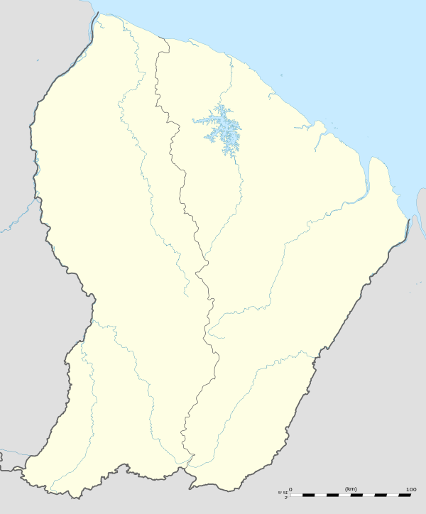 Ce modèle sert à la géolocalisation de lieux sur cette carte de la Guyane.