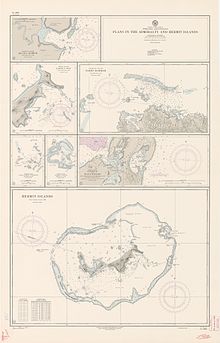 Nautical chart, Hermit Islands on bottom part Hermit Islands 1949 nautical chart.jpg