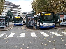 Photographie en couleurs de deux midibus.