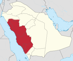 Ubicación de la región en Arabia Saudita