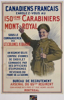 A soldier in his uniform holding a rifle. There is text in French.