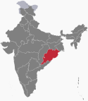 Location map of Odisha.