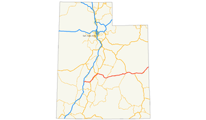 מסלול הכביש ביוטה מסומן באדום