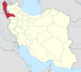 Мапа Ірану з позначеною провінцією Західний Азербайджан